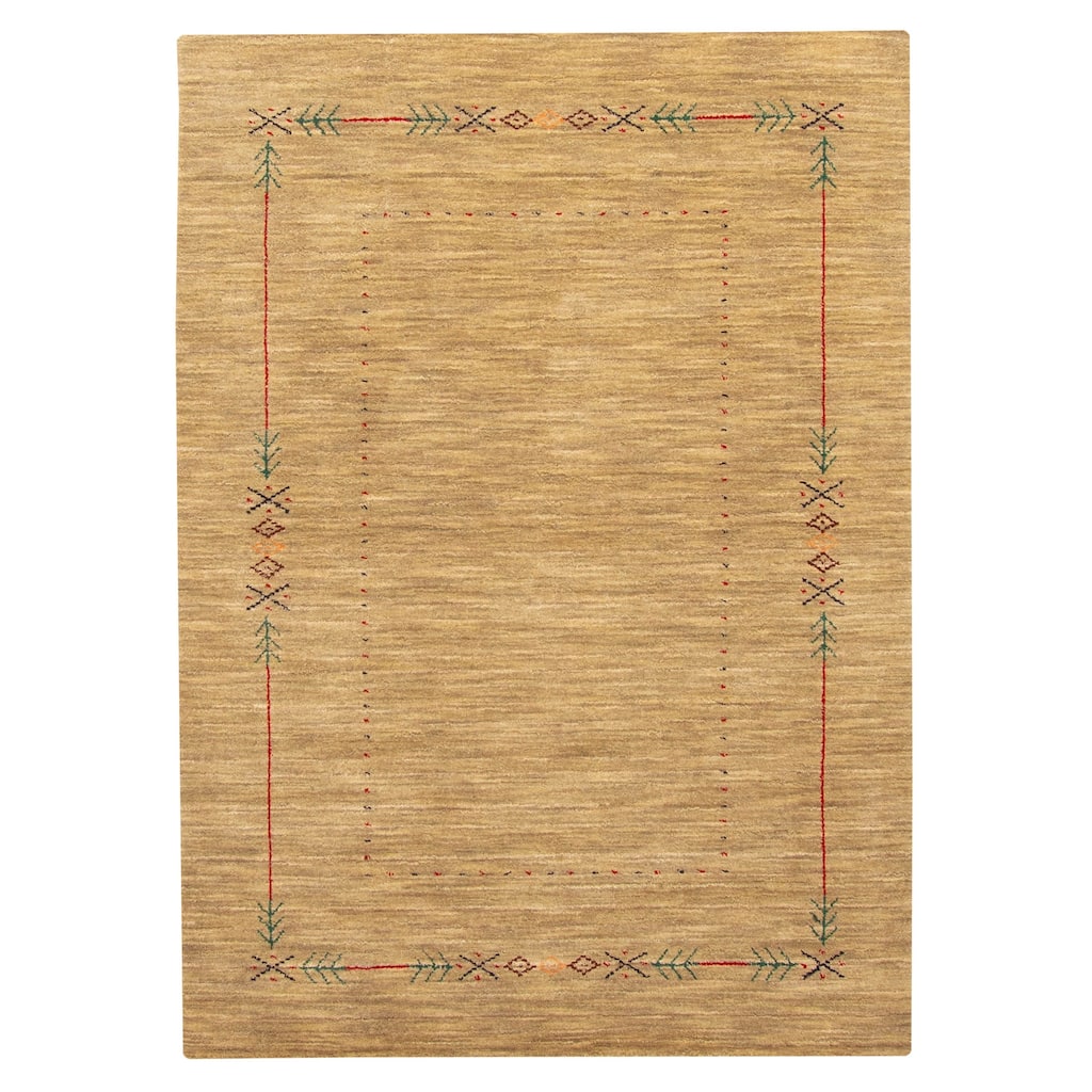 ECARPETGALLERY Hand Loomed Kashkuli Gabbeh Khaki Wool Rug - 4'0 x 5'9