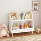 preview thumbnail 2 of 7, Kids Bookshelf and Toy Organizer, 5 Cubbies Wooden Open Bookcase, 2-Tier Baby Storage Display Organizer with Legs, White 