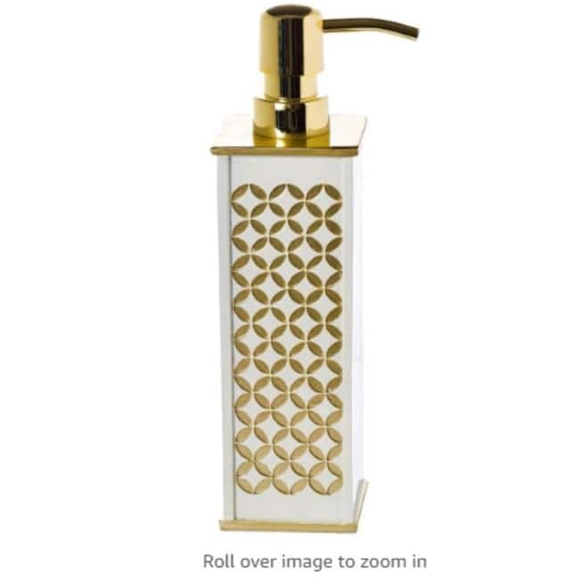 Creative Scents Diamond Lattice White and Gold Soap Dispenser - White