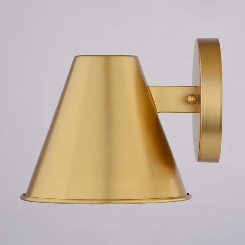 Smith 1-Light Modern Contemporary Indoor-Outdoor Wall Sconce with Metal Cone Shade, Dark Sky Compliant