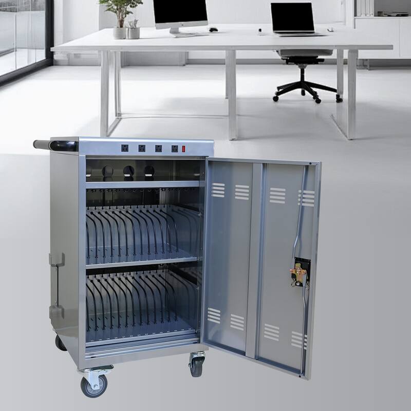Mobile Charging Cart and Cabinet for Tablets Laptops 35-Device