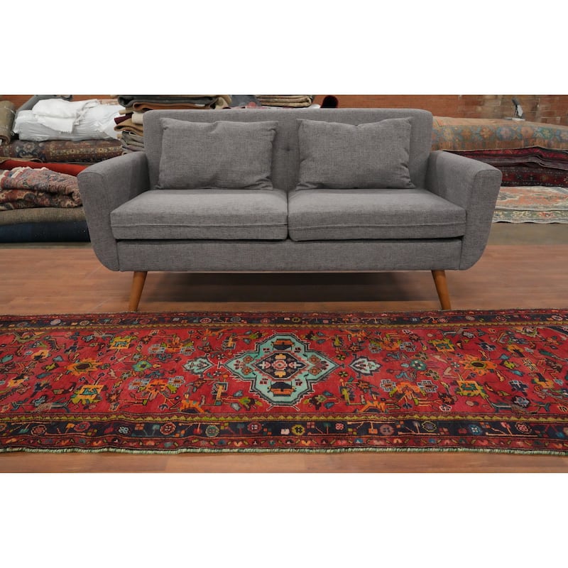 Hand Knotted Oriental 100% Wool Carpet Traditional Floral Red Lilian Runner Rug - 9' 5'' X 3' 0''