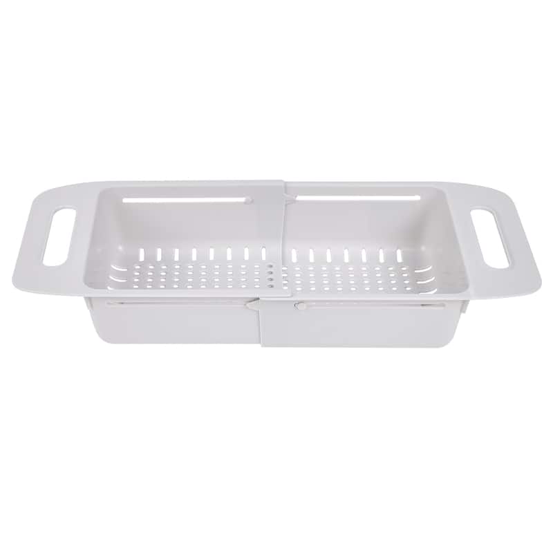 Javlergo Gray Collapsible Over the Sink Colander Adjustable Length PP Plastic Strainer Basket with Side Handles for Fruits - grey