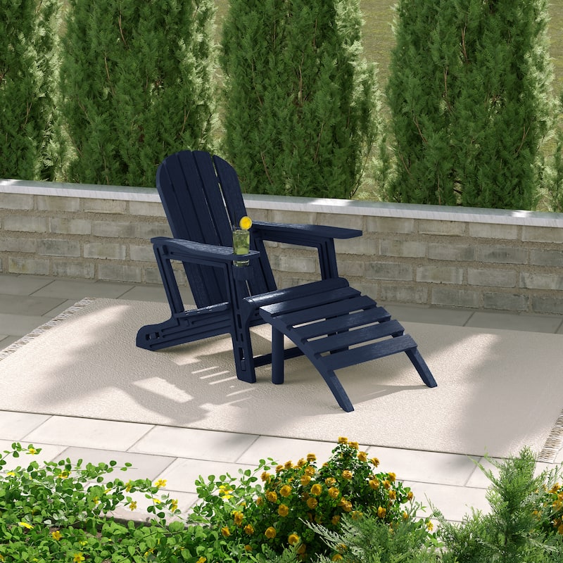 Polytrends Coastline Outdoor Poly Adirondack Chair with Ottoman