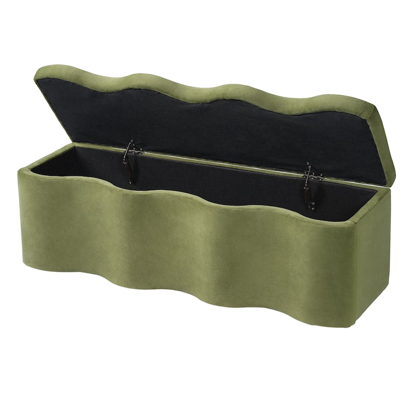 Christopher Knight Home - Curve Modern Upholstered Storage Ottoman with Curved Wave Design