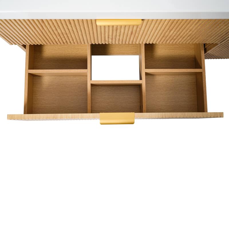 Floating Bathroom Vanity with Double Sink, Wall-Mounted Storage Vanity with 4 Drawers, SMC Integrated Basin - 59.3 Inch