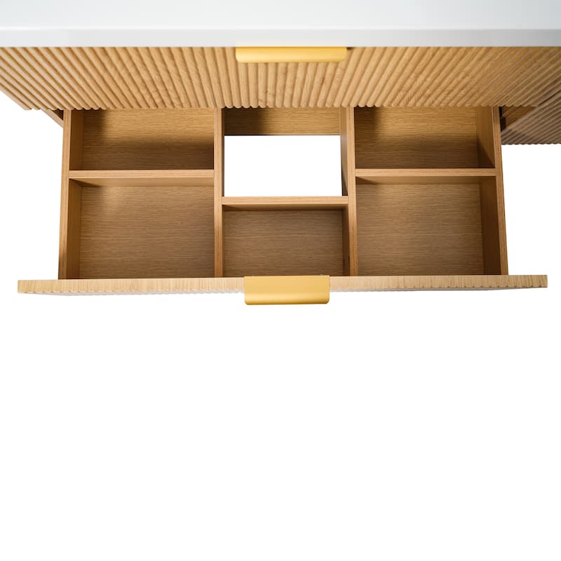 GDFStudio - Stratford Modern Wall Mounted Double Sink Bathroom Vanity with SMC Countertop, Soft Close Drawers & Storage - 19.8"