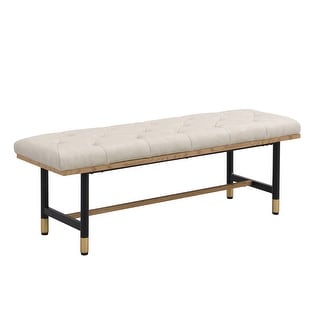 Metal and Faux Leather End of Bed Bench with Black Gold Stool Legs for ...