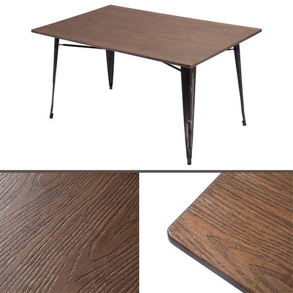 Antique Style Rectangular Dining Table With Metal Legs Overstock 31618687