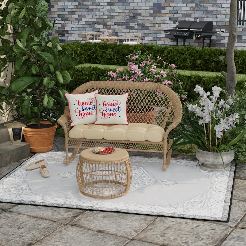 18" x 18" Americana Outdoor Throw Pillow with Welt - Set of 2 - 18'' L x 18'' W x 5'' H