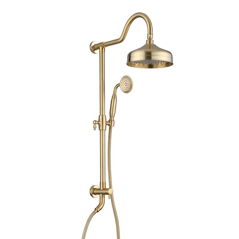 Shower Head with Handheld Shower System with 8" Rainfall Shower Head, Dual Shower Combo - Brushed Gold