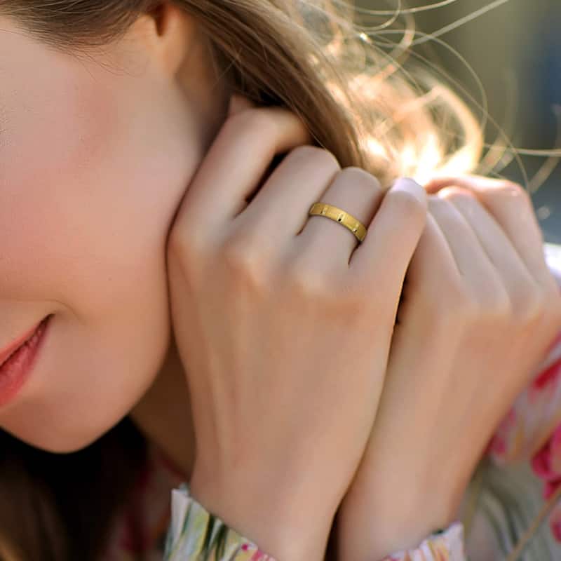 Miadora Brushed and Polished Finish Wedding Band in 14k Yellow Gold