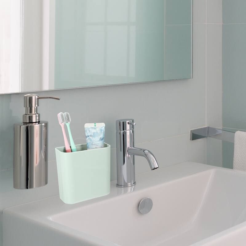 Wall Mount Toothbrush Holder Stand Self Adhesive Tooth Brush Holder for Toothbrush Toothpaste, 4.65"x2.48"x4.25" - Green