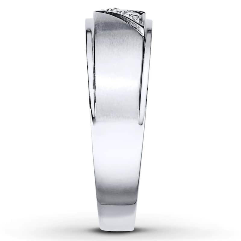 1/16Ct TW Three Stone Men's Brushed Diamond Lab Grown Wedding Ring in Gold