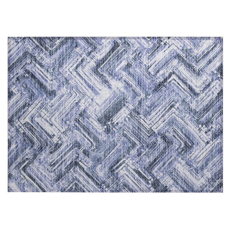 Machine Washable Indoor/ Outdoor Chantille Modern Chevron Rug