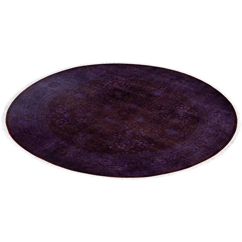 Overdyed One-of-a-Kind Hand-Knotted Round Area Rug - Purple - 6' 1" x 6' 1"
