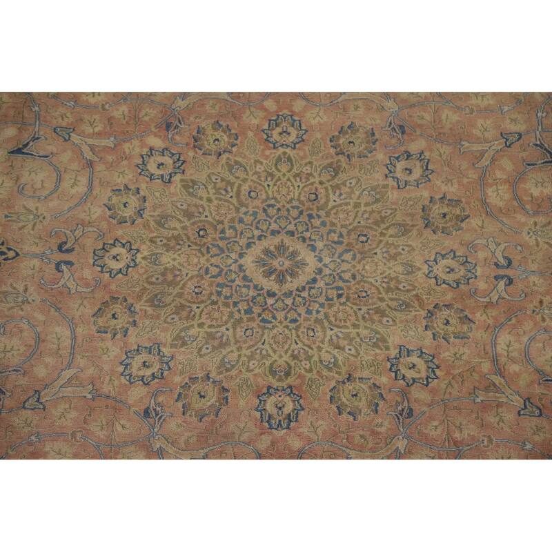Hand Knotted Oriental 100% Wool Carpet Traditional Floral Pink Kashmar Area Rug - 12' 6'' X 9' 9''