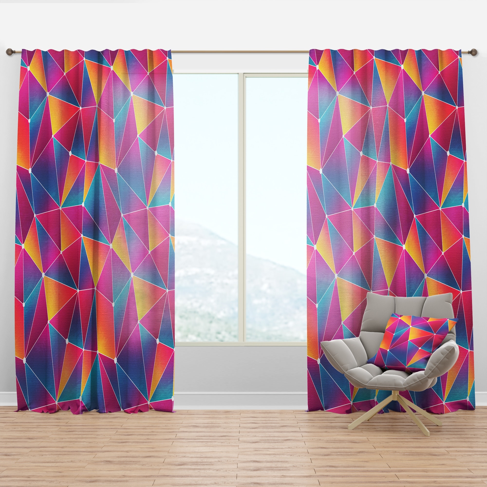 Designart 'Bright Triangle with Grunge Effect' Modern Curtain Panel