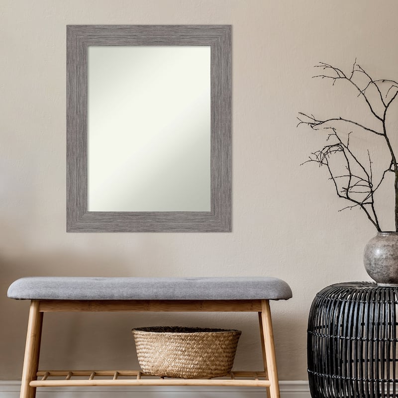 Non-Beveled Wall Mirror - Pinstripe Plank Grey Frame