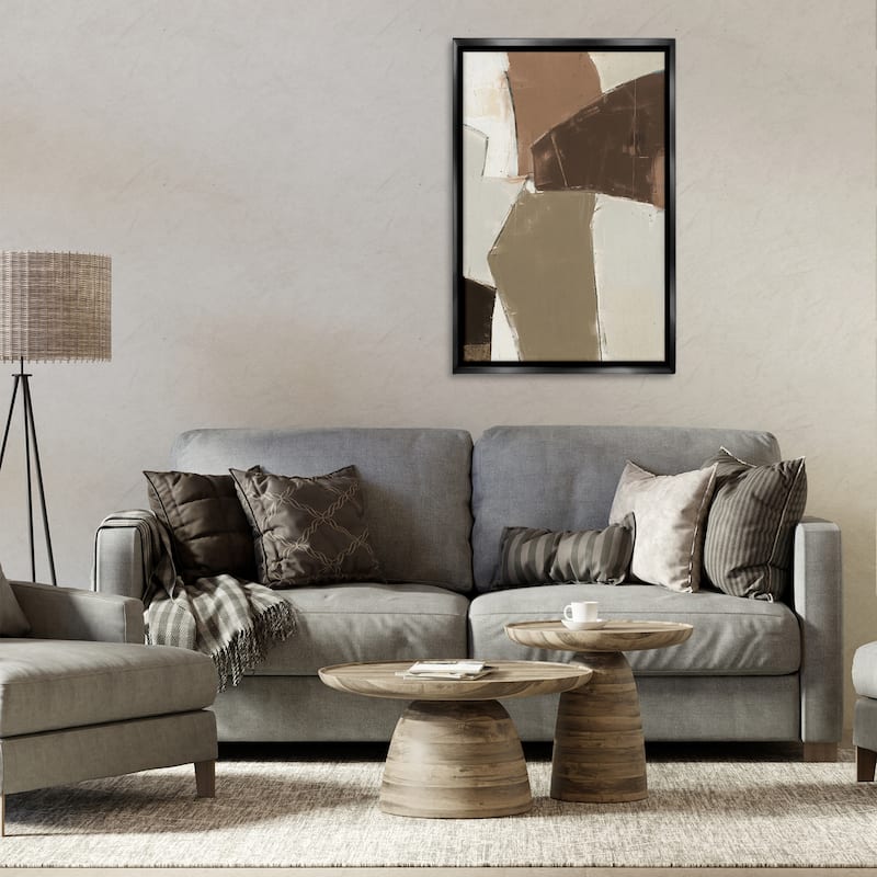 Stupell Contemporary Neutral Earth Tones Framed Floater Canvas Wall Art Design By Kippi Leonard