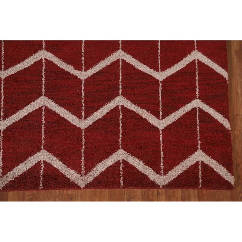 Hand Knotted Oriental 100% Wool Carpet Modern All-Over Red Gabbeh Area Rug - 7' 11'' X 5' 4''