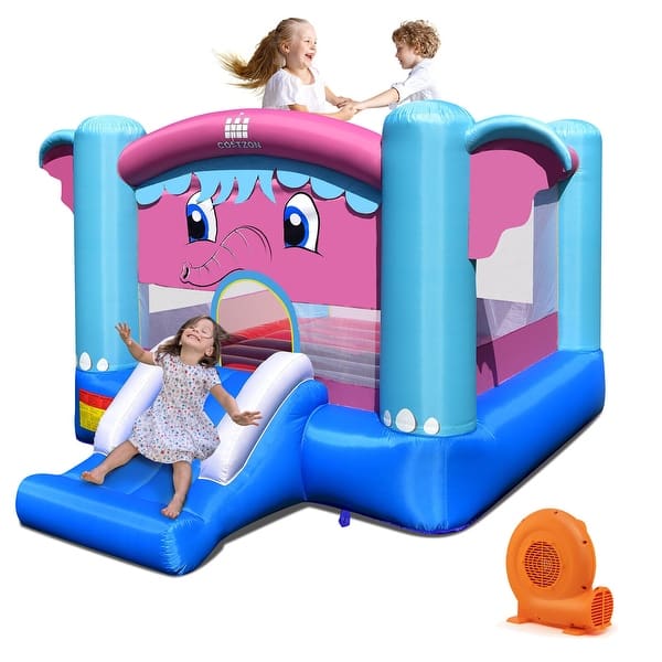 slide 2 of 9, Gymax Inflatable Bounce House 3-in-1 Elephant Theme Inflatable Castle Kids
