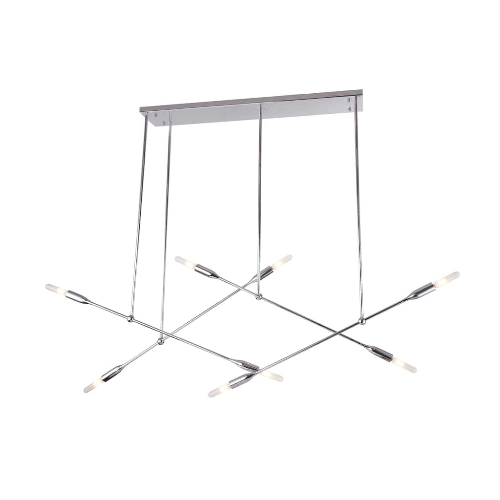 8-Light Chrome Iron Chandelier With Stick Arms