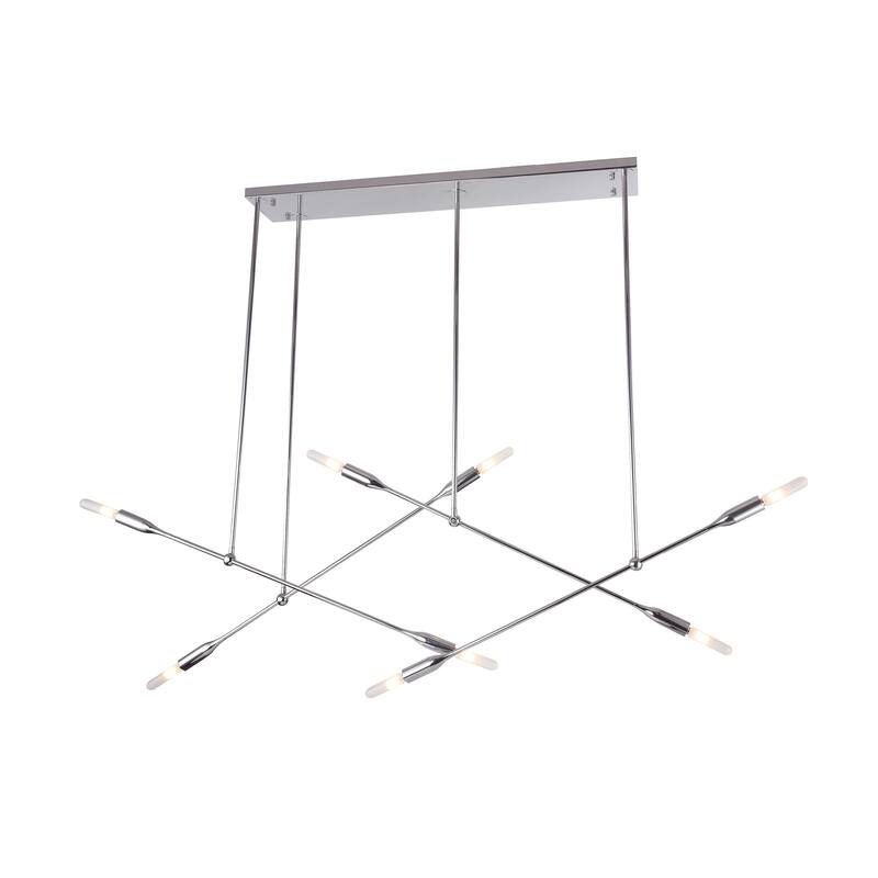 8-Light Chrome Iron Chandelier With Stick Arms