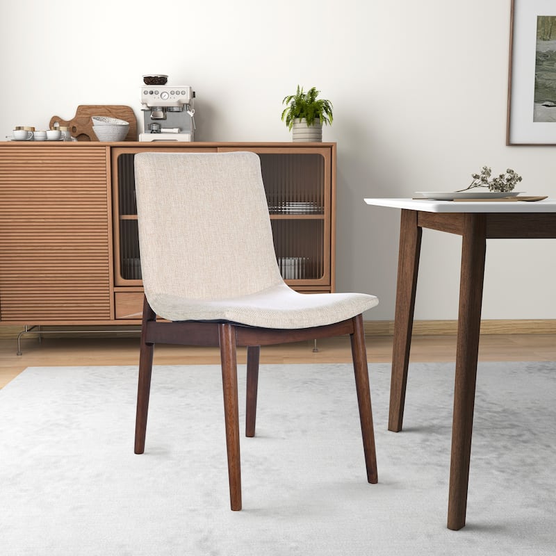 Maralunga Solid Wood Italian Style Linen Dining Chair (Set of 2) - Light Grey