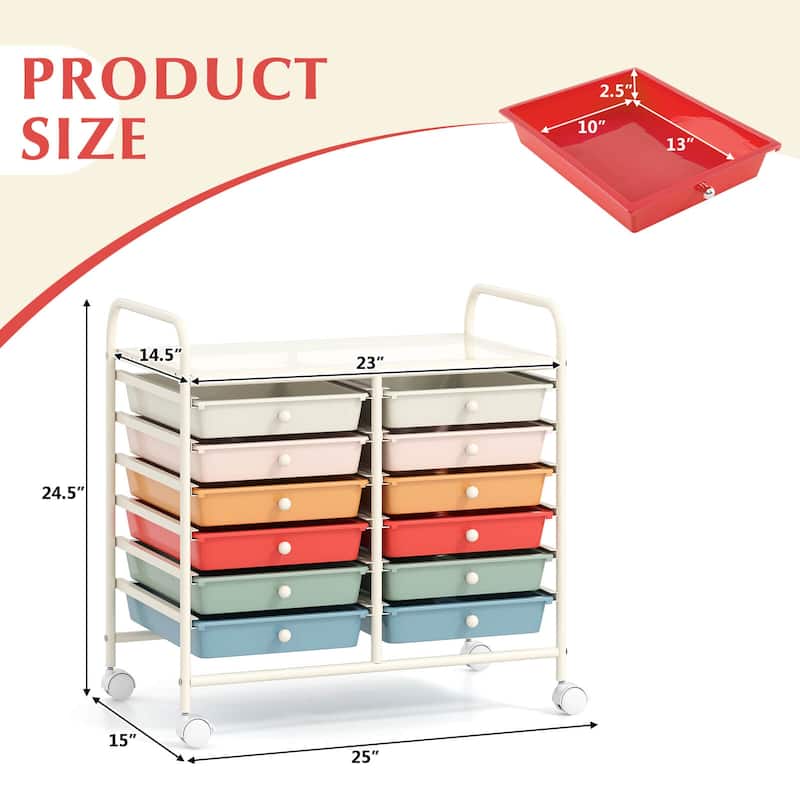 Costway 12 Drawers Rolling Cart Storage Scrapbook Paper Studio - See Details