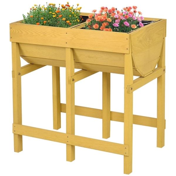 Shop Costway Raised Wooden V Planter Elevated Vegetable ...