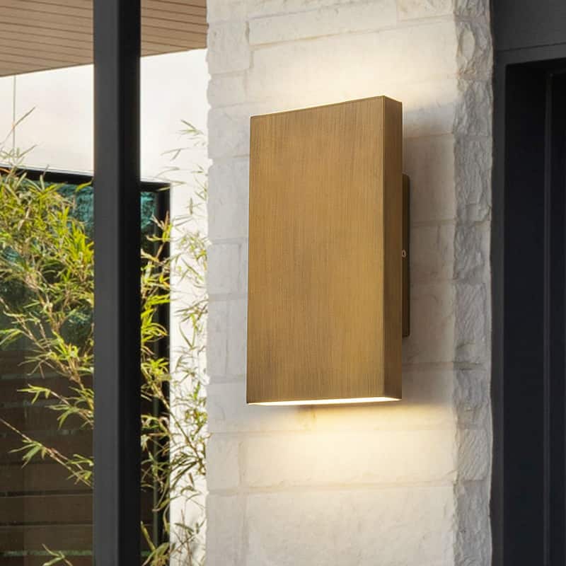 2-Light Matte Black Dimmable Outdoor LED Wall Sconce