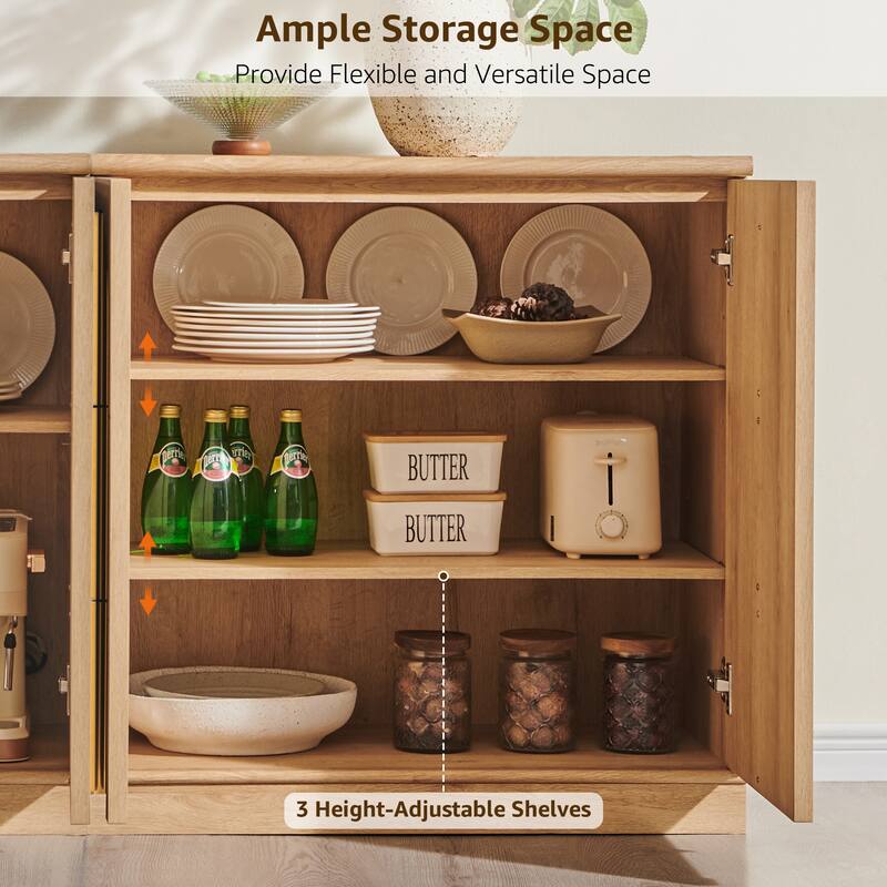 Buffet Cabinet with Arched Doors, Wood Sideboard with Adjustable Shelf