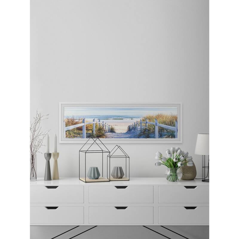 Coastal Beach Path Framed Painting Print - Home Decor Wall Art