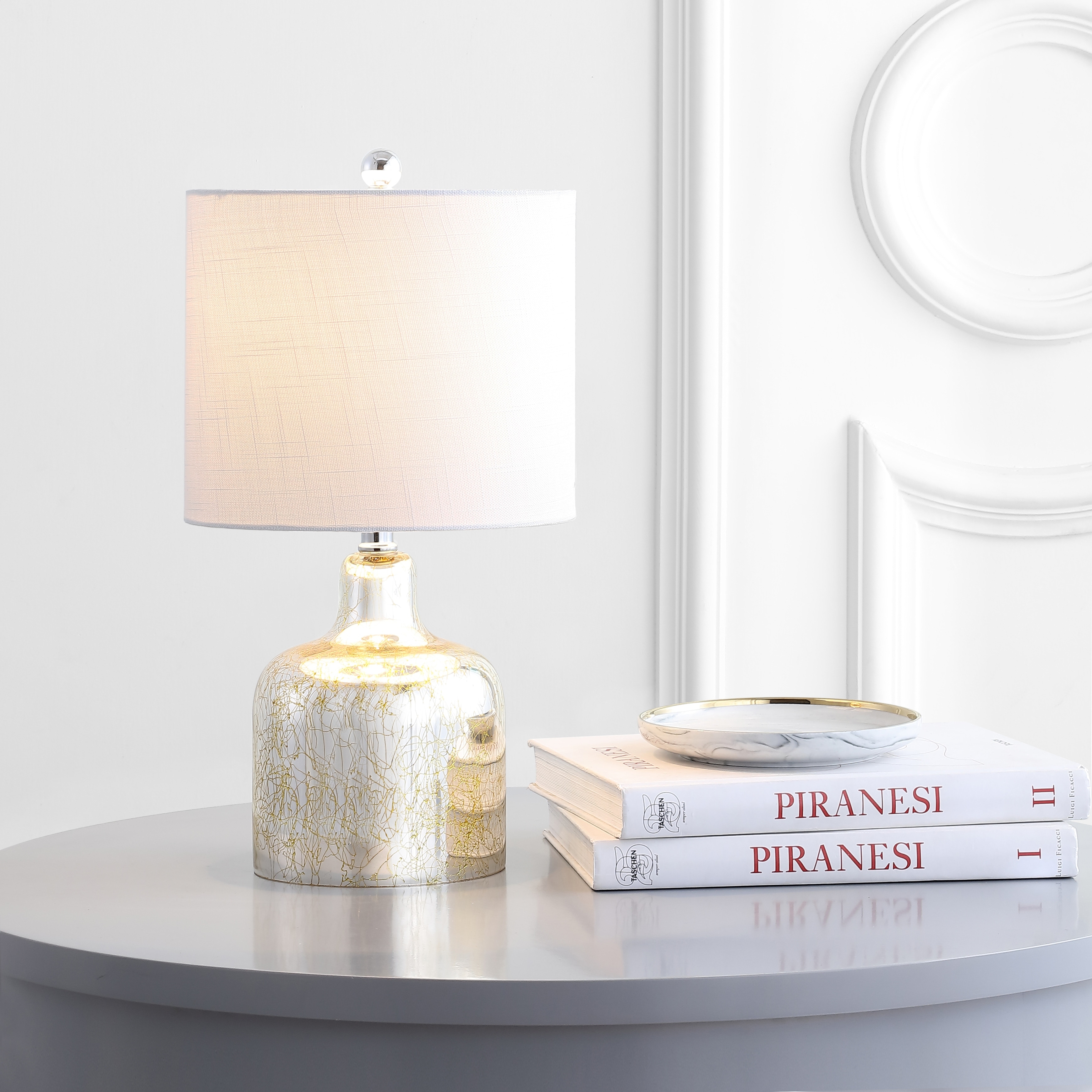 Owen 19" Glass Bell LED Table Lamp, Gold by JONATHAN  Y