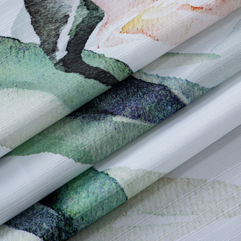 Dainty Home Florals 3D Textured Fabric Shower Curtain with 12 Metal Rollerball Hooks, 70" x 72"