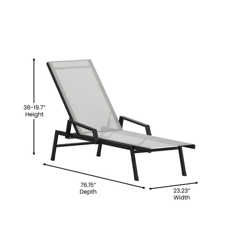 All-Weather Textilene Adjustable Chaise Lounge Chair with Arms