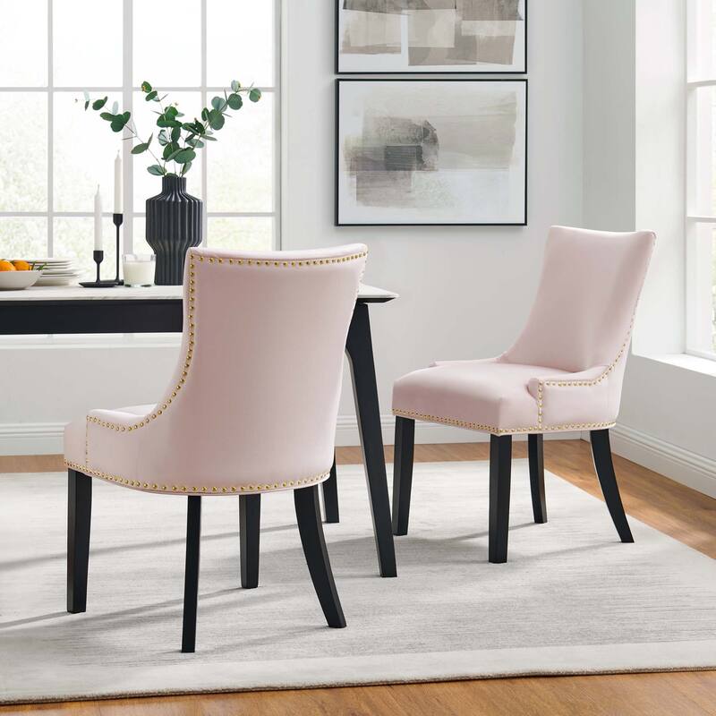 Marquis Performance Velvet Dining Chairs - Set of 2 - Pink