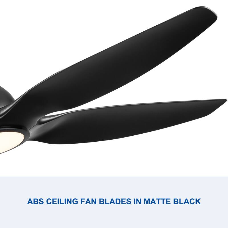 60 in. Indoor Black Ceiling Fan with Integrated LED Light, DC Motor and Remote Control - 60 INCHES