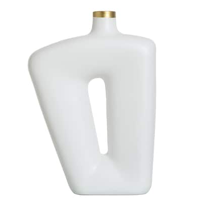 StyleCraft Norman Wyatt Home - Metallic Gold Matte White - 20" Ceramic Vase