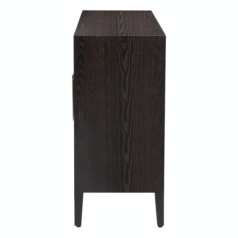 Three-Glass-Door Wood Storage Cabinet with Adjustable Shelf