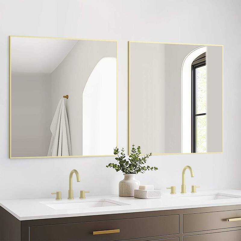 36 x 36 Inch Shatterproof Wall Mount Metal Frame Mirror