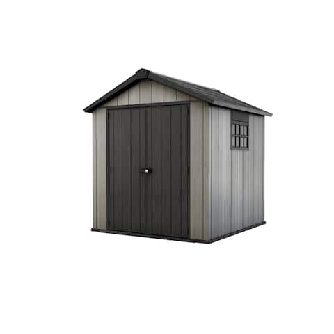 Keter DUOTECH Oakland 7.5 x 7 ft. Customizable Durable Outdoor Storage Shed With Floor
