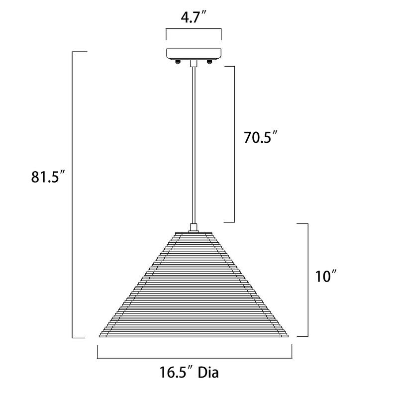 1-light Brown Natural Pendant Light With Nordic Style Cone Cardboard Shade For Dining Table