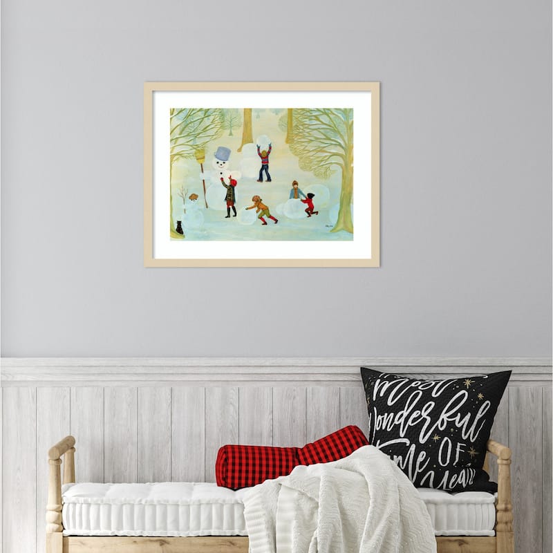 Snowmen by Ditz Wood Framed Wall Art Print - Bed Bath & Beyond - 38298585