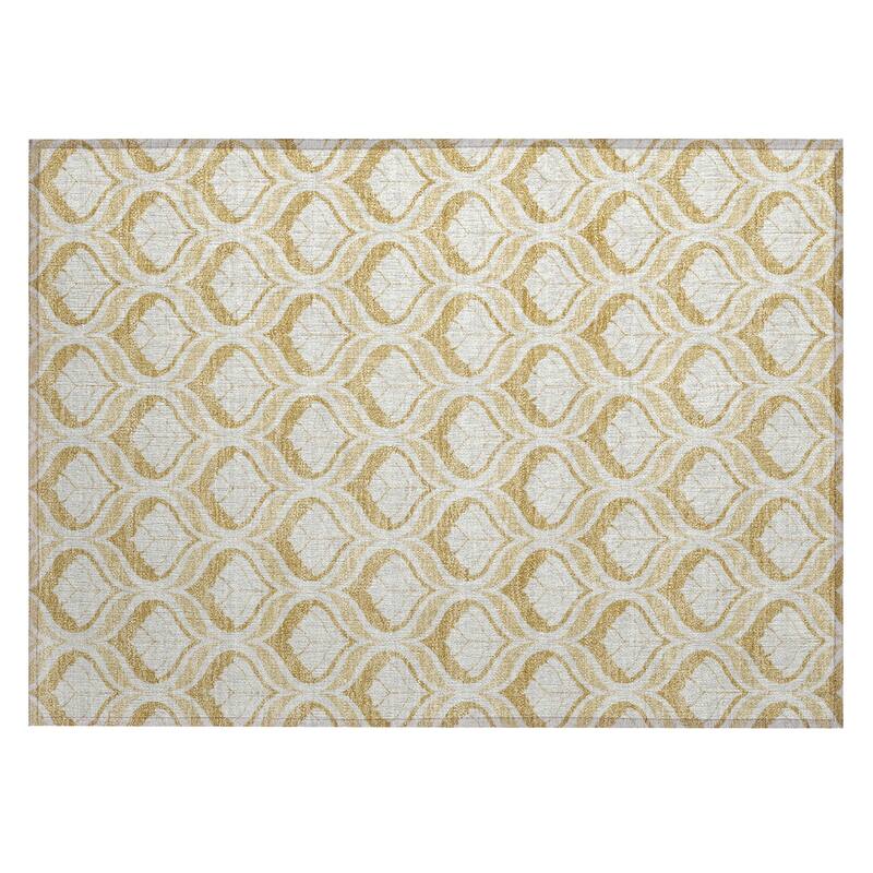 Machine Washable Indoor/ Outdoor Modern Trellis Chantille Rug