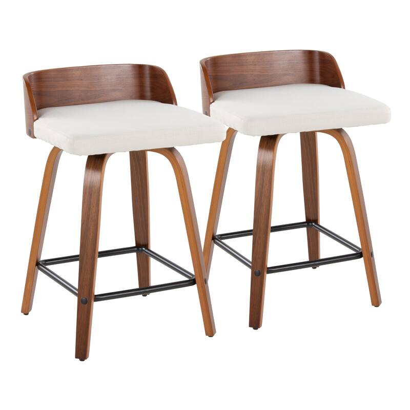 Carson Carrington Marstrand 24" Fixed-Height Counter Stool with Bent Wood Legs & Square Footrest (Set of 2)