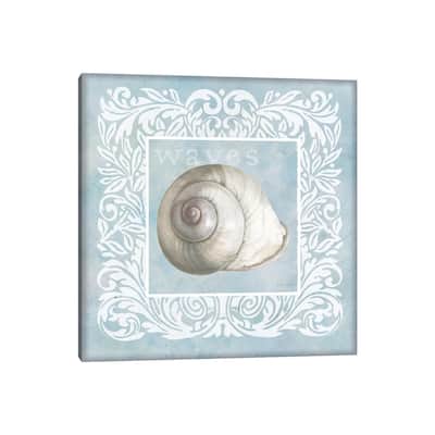 iCanvas "Sandy Shells Blue on Blue Snail" by Beth Grove Canvas Print