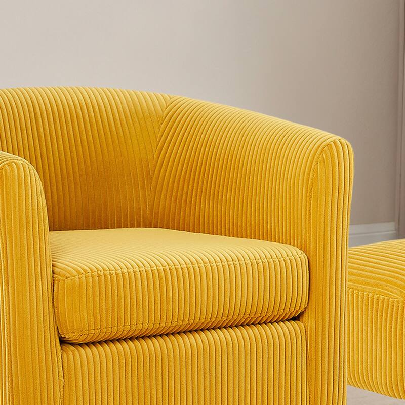 Upholstered Accent Chair,Modern Barrel Chair with Ottoman