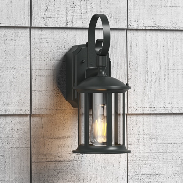 Outdoor wall shop sconce with outlet